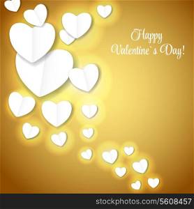 Valentine`s day paper heart backgroung, vector illustration