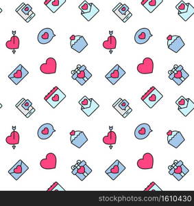 Valentine’s Day patterns seamless with hearts and valentine symbol. Used for textile, fabric, background.
