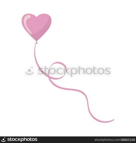 Valentine’s day pink heart shape balloon. Festive design element for the valentine holidays, events, discounts, and sales. Vector illustration.
