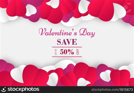 Valentine’s day sale background with heart pattern. Love concept. Valentine greeting card. Vector illustration. Wallpaper, flyers, invitation, posters, brochure, banners