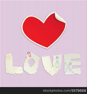 Valentine`s Day scrapbooking elements ? paper vintage heart and word LOVE