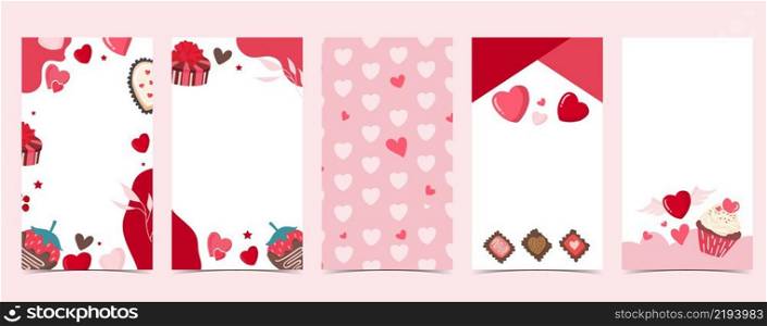 Valentine’s day story background for social media with heart, dessert