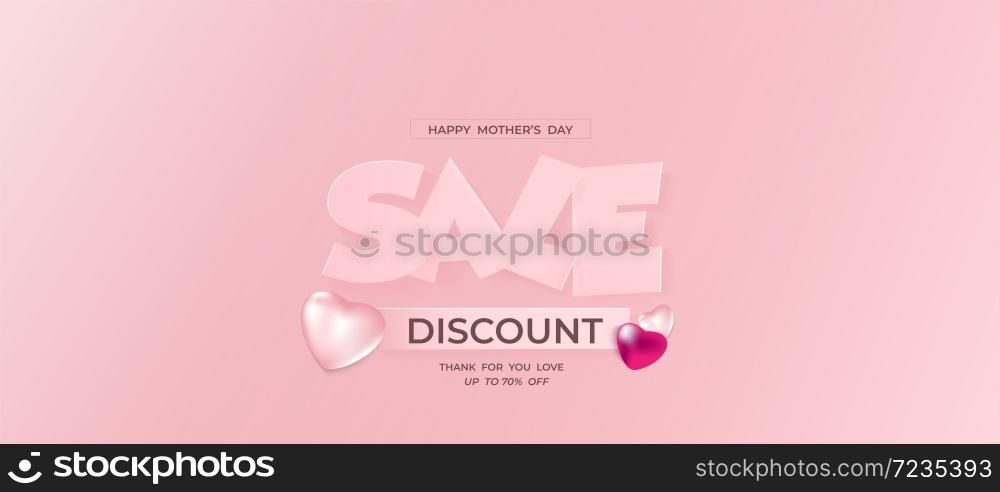 Valentine's day Tag banner Paper heart on Pink Sweet wallpaper background use for promotion on love celebration