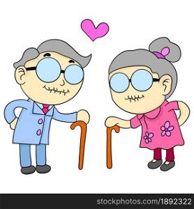 valentine's day to old age. cartoon illustration cute sticker