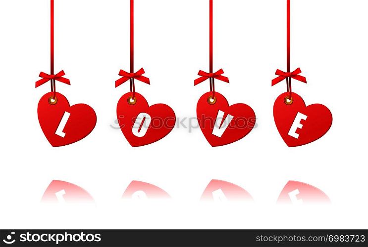 Valentine's decorative hearts on white background, Vector illustration