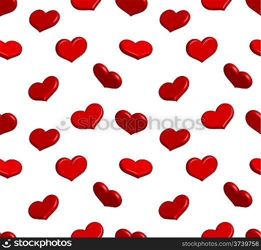 Valentine seamless pattern with shiny red hearts