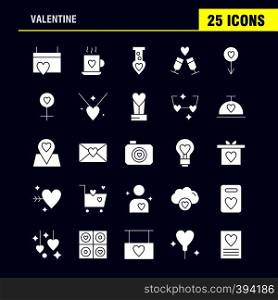 Valentine Solid Glyph Icon Pack For Designers And Developers. Icons Of Calendar, Love, Romantic, Valentine, Tea, Cup, Romantic, Valentine, Vector