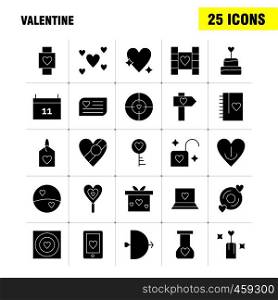 Valentine Solid Glyph Icon Pack For Designers And Developers. Icons Of Gift, Heart, Love, Romantic, Valentine, Ball, Heart, Love, Vector