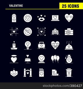 Valentine Solid Glyph Icons Set For Infographics, Mobile UX/UI Kit And Print Design. Include: Tag, Sign, Love, Valentine, Romantic, Love, Heart, Valentine, Icon Set - Vector