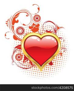 valentine vector with glossy heart and floral