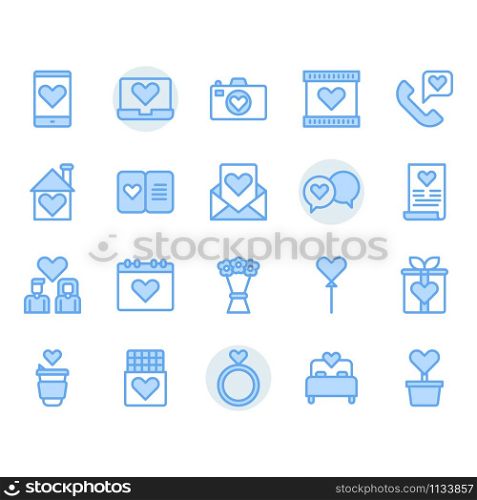 Valentines and love icon and symbol set