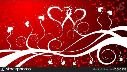 Valentines background with hearts, vector