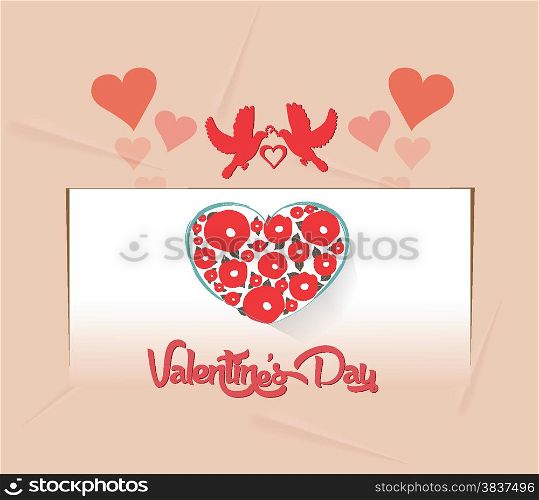 valentines card with heart flower