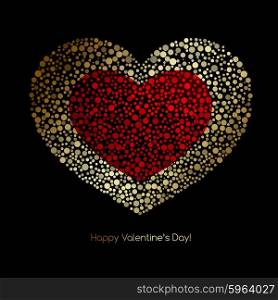Valentines Card with heart. Valentines Card with glitter heart. Happy Valentines Day