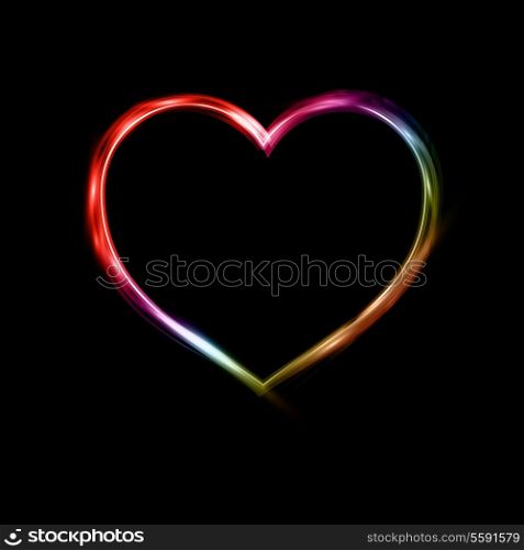 Valentines Day background with a neon heart shape