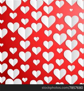 Valentines Day background with cut paper hearts