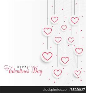 valentines day background with hanging hearts