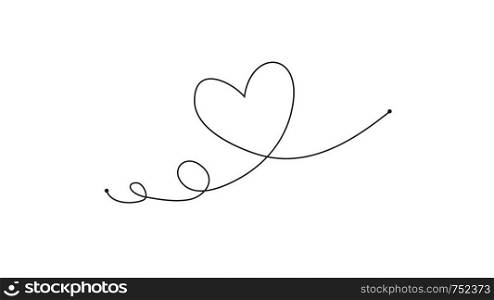 Valentines day background with heart one line, vector illustration.. Valentines day background with heart one line, vector illustration