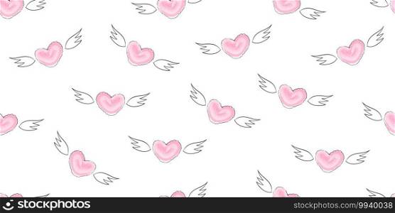 Valentines day background with hearts. Hand drawn pattern for Valentine’s Day. Trendy design. Vector illustration
