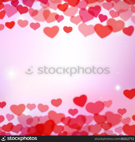 Valentines Day background with scattered blurred hearts