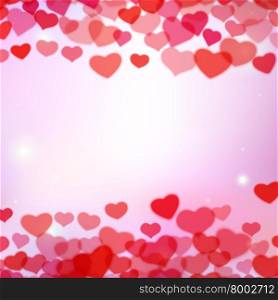 Valentines Day background with scattered blurred hearts