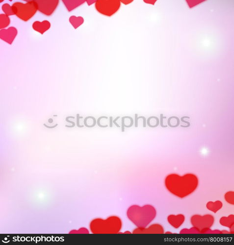 Valentines Day background with scattered blurred hearts