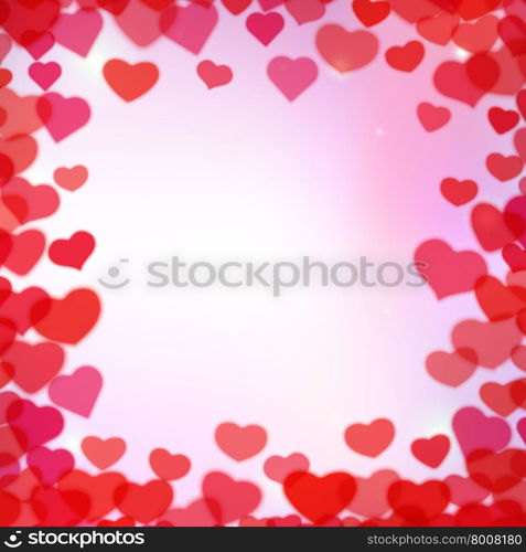 Valentines Day background with scattered blurred hearts