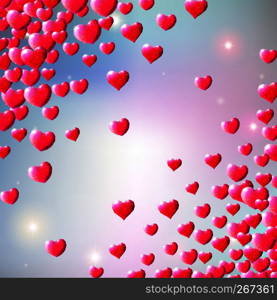 Valentines Day background with scattered low poly gem hearts