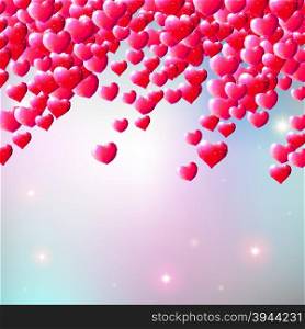 Valentines Day background with scattered low poly gem hearts