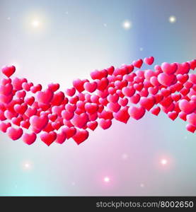 Valentines Day background with scattered low poly gem hearts