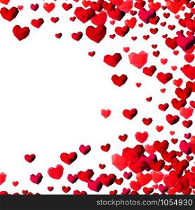 Valentines Day background with scattered low poly triangle hearts