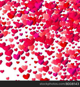 Valentines Day background with scattered low poly triangle hearts