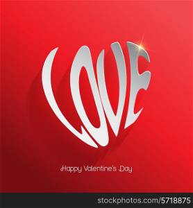 Valentines Day background with the word love shaped like a heart