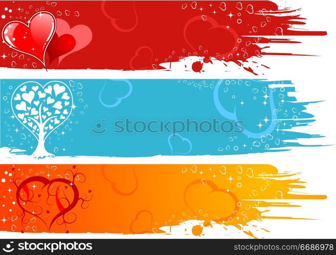 Valentines Day background with tree and hearts