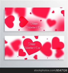 valentines day banners with blurred hearts
