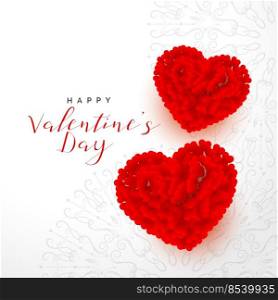 valentines day beautiful background with two red rose hearts