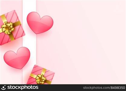 valentines day beautiful greeting with hearts and gifts boxes
