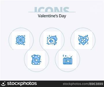 Valentines Day Blue Icon Pack 5 Icon Design. broken. messages. suitcase. love. date