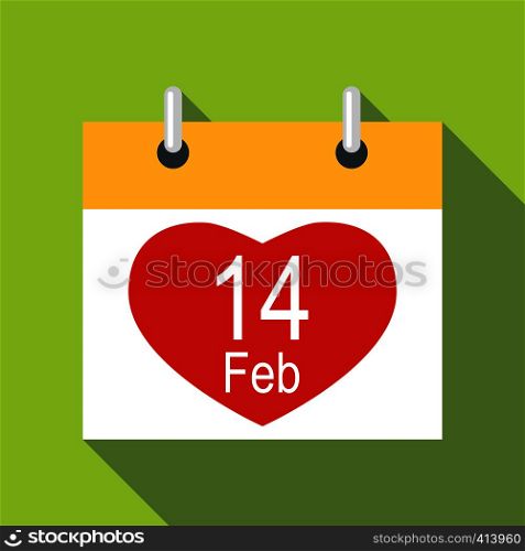 Valentines day calendar icon. Flat illustration of Valentines day calendar vector icon for web design. Valentines day calendar icon, flat style