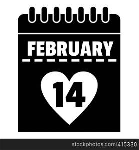 Valentines day calendar icon. Simple illustration of Valentines day calendar vector icon for web. Valentines day calendar icon, simple style