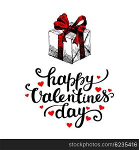 Valentines Day card on white background. Vector illustration