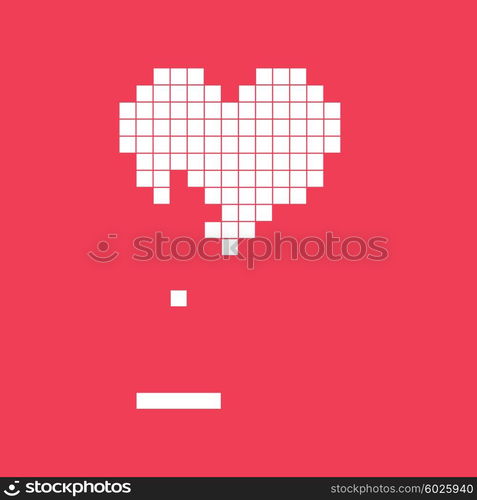 Valentines day card. Video game pixel heart. Retro vintage design. Editable vector.