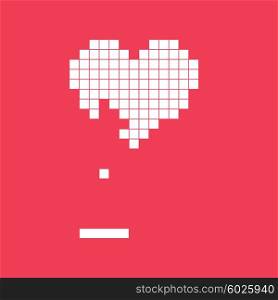 Valentines day card. Video game pixel heart. Retro vintage design. Editable vector.