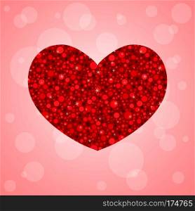 Valentines day card with glitter heart shape