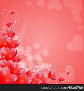 Valentines Day Card with Heart Shaped Balloons, Vector Illustration