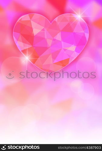 Valentines Day card with precious heart on light effect background. . Valentines Day card with precious heart on light effect background. Vector illustration.