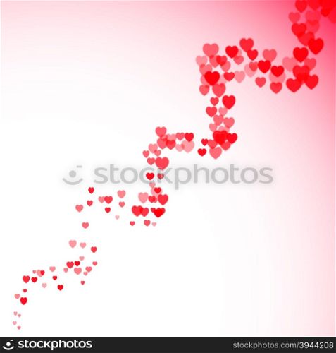 Valentines Day card with scattered blurred hearts twister