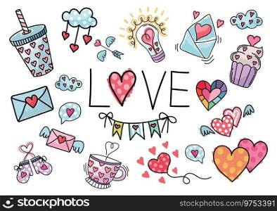 Valentines day cute objects design Royalty Free Vector Image