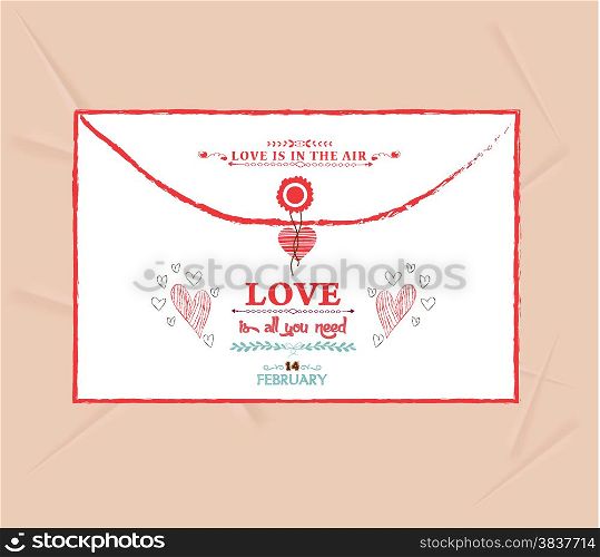 valentines day envelope greeting card