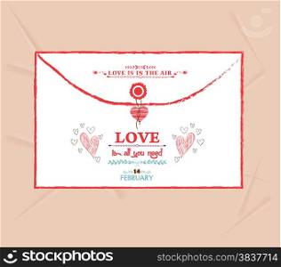 valentines day envelope greeting card